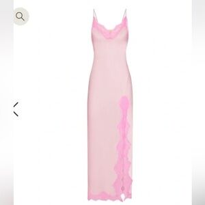 SKIMS Woven Shine Lace Long Dress | Cherry Blossom | Size S